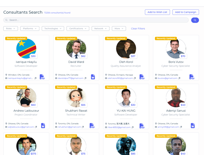 Search an Active Network of Consultants